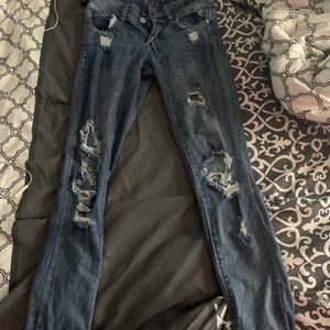 Mid rise ripped jeans